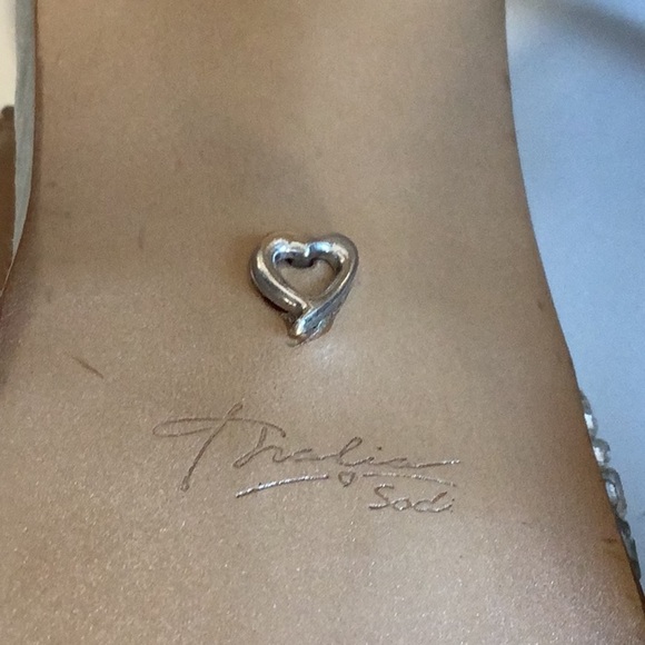 Thalia Sodi Flor Silver T Strap Platform Stiletto Jeweled Open Toe Heels Sz 9 - Picture 10 of 12